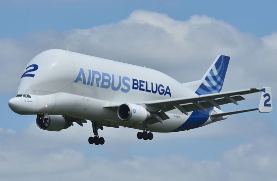Giant “Beluga” plane lands at Athens International Airport