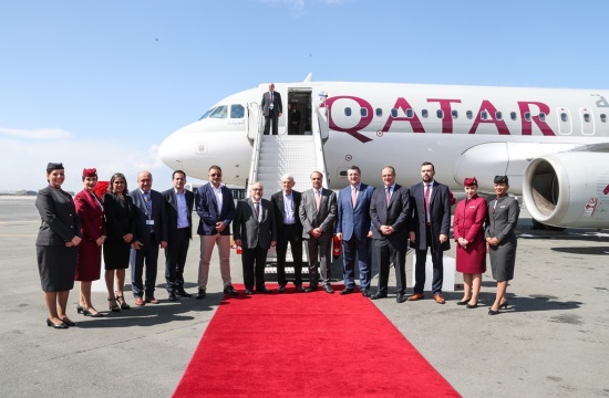 Qatar Airways' debut flight from Doha to Thessaloniki lands