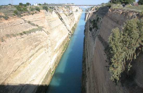 Passage through the scenic Corinth canal a part of Greek history
