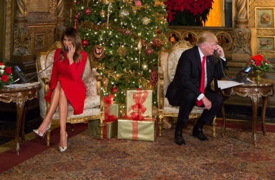 Melania Trump poses as Santa and hears children wishes over the phone