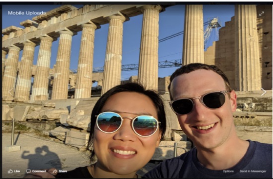 Facebook founder Mark Zuckerberg posts selfie from the Acropolis in Athens