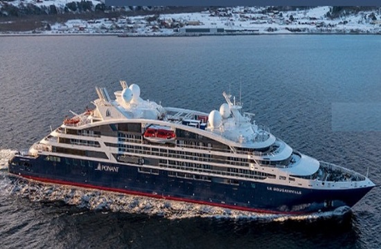 Two of the world's newest cruise ships in Greek port of Piraeus this week