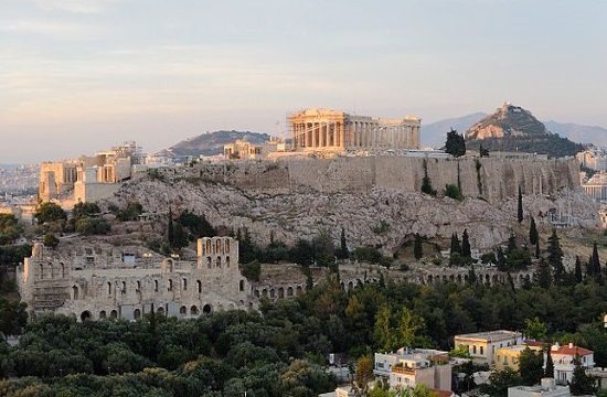 NATO fighter jet planes and helicopters flew over the Athens Acropolis