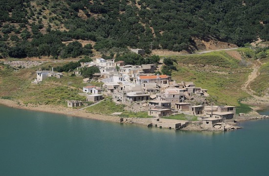 Ghost village of Sfendyli rises from the water in Crete (video)