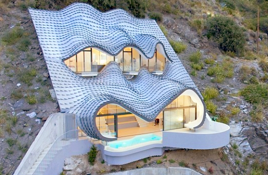 Futuristic house on a cliff offers stunning Mediterranean views