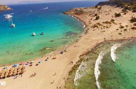 Greek island of Elafonisos from above