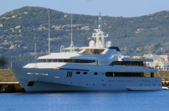 Luxury King of Bahrain Yacht "Alwaeli" docked at northern Greek port of Kavala
