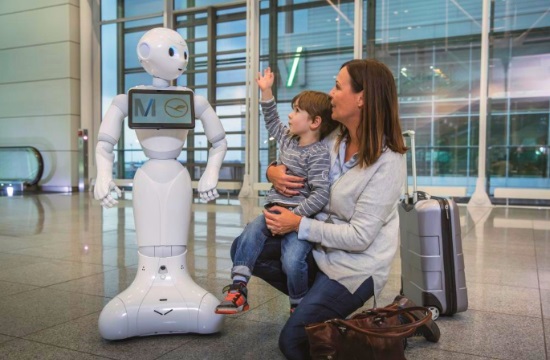 Humanoid robot with artificial intelligence at Munich airport