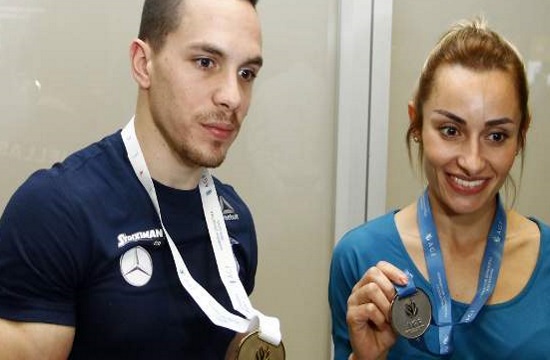 Lefteris Petrounias and Vassiliki Millousi return to Greece with their medals