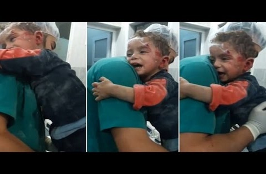 Heart breaking video: baby refuses to let go of a nurse in Syria