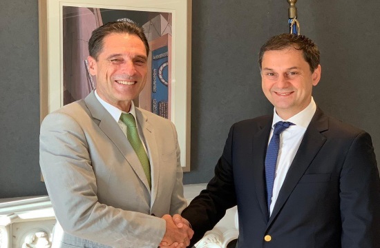 Greek Tourism Minister Harry Theoharis meets Thomas Cook's chief Peter Fankhauser