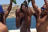 Usain Bolt doused in champagne in Greek island of Mykonos (video)