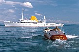 Onassis' legendary yacht "Christina" in the Aegean with Saudi Arabian Prince