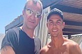 Cristiano Ronaldo meets local soccer star and model in Greek resort