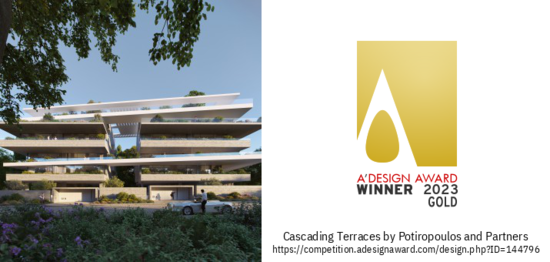 Χρυσό βραβείο A’ Design Award  κατέκτησε η Potiropoulos+Partners για το έργο Cascading Terraces Residential Building