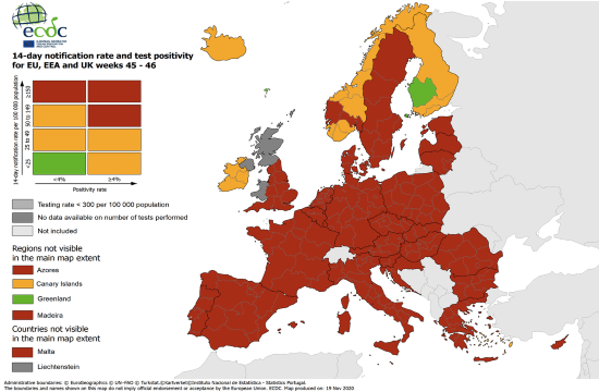 Αποφυγή ταξιδιών στους Ευρωπαίους "δείχνουν" οι νέοι χάρτες του Ευρωπαϊκού Κέντρου Πρόληψης και Ελέγχου Νόσων