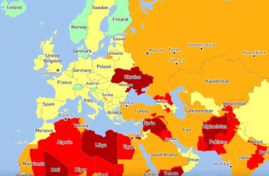 Χάρτης δείχνει πού θα είναι ασφαλή τα ταξίδια το 2023 – Ποια η επικινδυνότητα για Ελλάδα