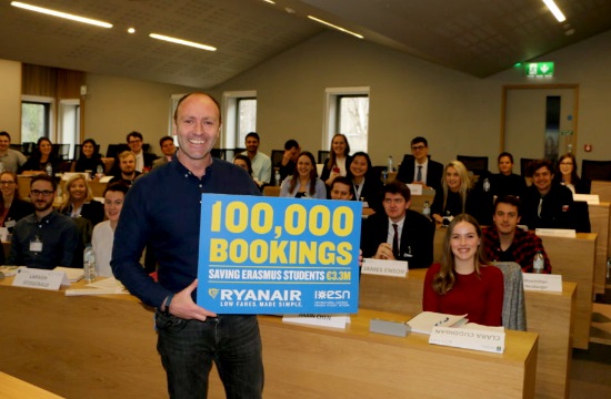 Ryanair: 100.000 κρατήσεις από φοιτητές Erasmus